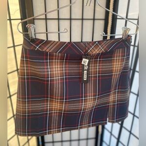 Small Plaid Steve Madden Skirt ; Navy, red, white and tan.